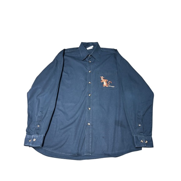 Vintage Disneyland Paris Tigger Button Up Shirt Mens L Cotton - Picture 1 of 9